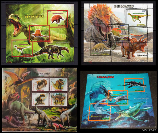 СЕРИЯ Блоков динозавры рептилии фауна MNH