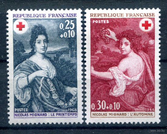 Франция - 1968г. - Красный Крест, картины - 2 марки - полная серия, MH [Mi 1647-1648]. #2-Fr-45-KB-2