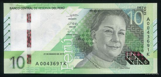 Перу 10 солей 2019 г. P196a. Серия A. UNC