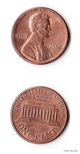 1 цент США 1987 года