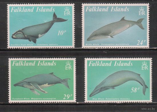 Фолклендские острова-1989(Мих.503-506) , ** , Морская Фауна, Киты (полная серия)
