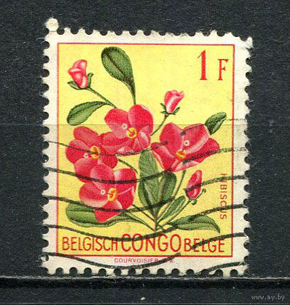 Бельгийское Конго - 1952/1953 - Цветы 1Fr - [Mi.303] - 1 марка. Гашеная.  (Лот 7Fo)-T25P18