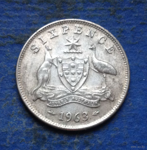 Австралия 6 пенсов 1963 серебро