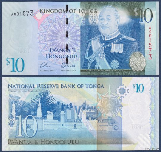 Тонга, 10 паанга 2009 г., P-40(1) (A, король Георг Тупоу V, статуи), UNC