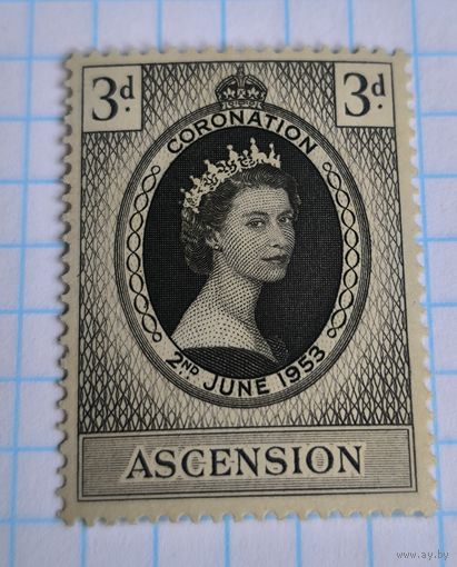 БРИТАНСКИЕ КОЛОНИИ ОСТРОВ ВОЗНЕСЕНИЯ  1953 ГОД КОРОНАЦИЯ ЕЛИЗАВЕТЫ II