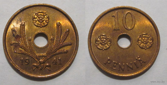 Финляндия - 10 пенни 1941 UNC