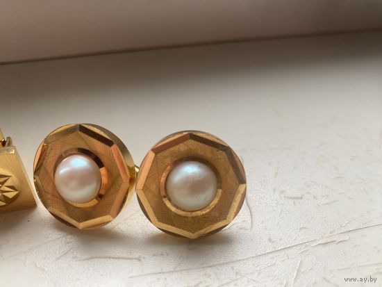 Запонки СССР позолота