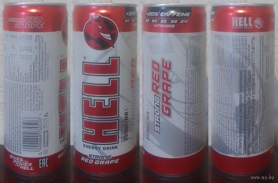 Банка от энергетика HELL STRONG RED GRAPE красный виноград 250мл 2023 Венгрия имп.РБ (ОБМЕН/ПРОДАЖА/ТОРГ) 1лот=1шт
