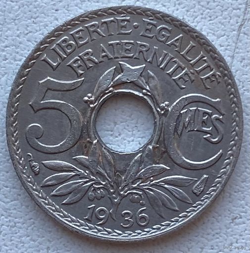 Франция 5 сантимов 1936 г.