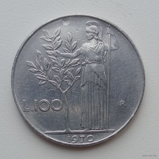 Италия 100 лир 1970 Брак, засорение штемпеля или брак заготовки.