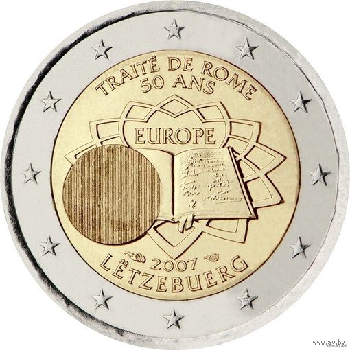 2 евро 2007 Люксембург 50 лет подписания Римского договора UNC из ролла