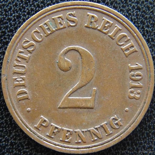 YS: Германия, Рейх, 2 пфеннига 1913A, KM# 16 (1)