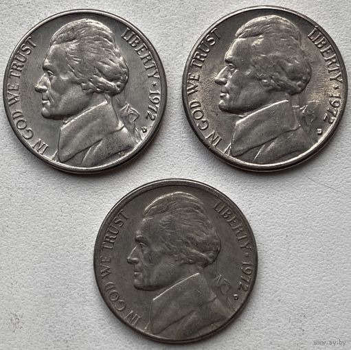 США 5 центов 1972 г. D. Цена за 1 шт.