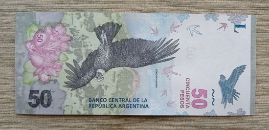 Werty71 Аргентина 50 песо 2018 UNC банкнота птица андский кондор
