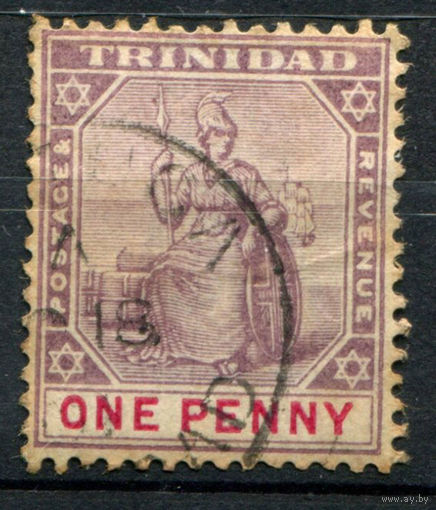 Британские колонии - Тринидад - 1896/1900г. - Британия, тип II, 1 P - 1 марка - гашёная [Mi 38 II]. #4-B5-124-A-1