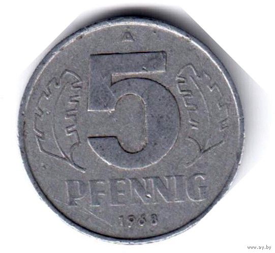 ГДР. 5 пфеннигов. 1968 г.