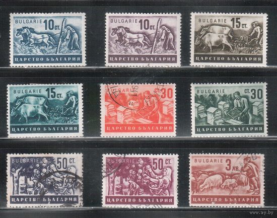 Болгария-1940, (Мих.412-420), * / гаш. ( 5 м - *) , Стандарт, Сельское хозяйство , Фауна, 9 марок