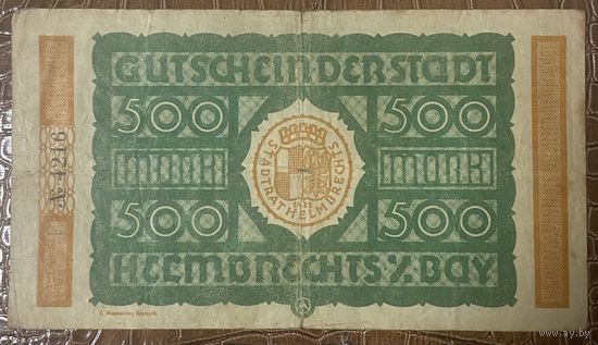 Банкнота 500 марок 1920 год. Хембрехтс. Веймарская республика