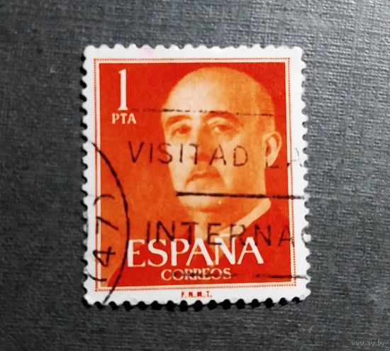 Марка Испания 1955 год. Генерал Франко