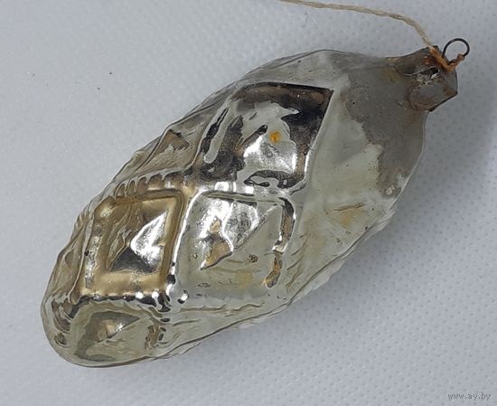 Игрушка ёлочная Шишка Пихты, стекло. СССР