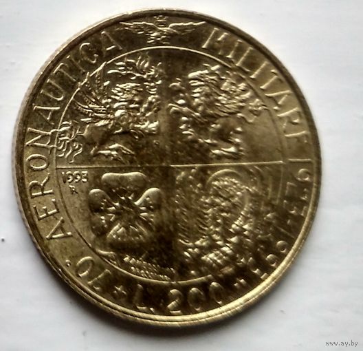 Италия 200 лир, 1993 70 лет военной авиации  2-2-23