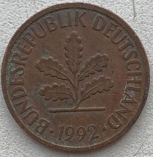 Германия 2 пфеннига 1992 г. F