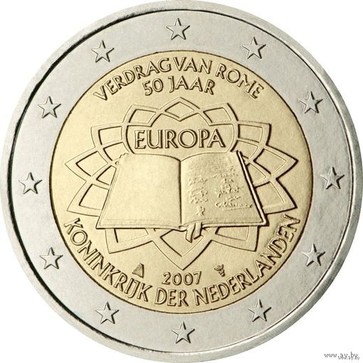 2 евро 2007 Нидерланды 50 лет подписания Римского договора UNC из ролла