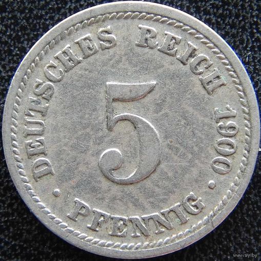 YS: Германия, Рейх, 5 пфеннигов 1900D, KM# 11 (2)