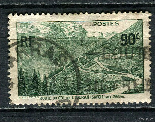 Франция - 1937 - Великая Альпийская дорога 90c - (есть тонкое место) - [Mi. 372] - полная серия - 1 марка. Гашеная.  (Лот 69HL)-T2P4