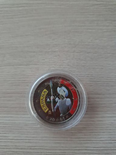 2 евро 2005 год, Испания Дон Кихот, ЦВЕТНАЯ   в капсуле, UNC