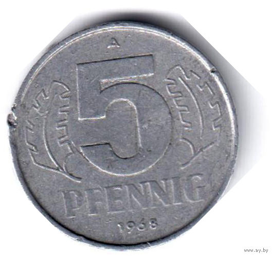 ГДР. 5 пфеннигов. 1968 г.