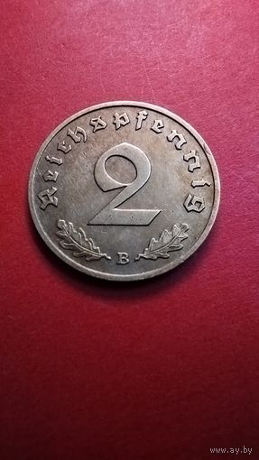 2 рейхс пфеннинга 1939 Германия. Рейх номер 3. Медь. Штемпельные. (10)