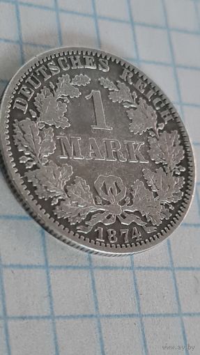 С 1 РУБЛЯ ! МОНЕТА ГЕРМАНИЯ  1 МАРКА 1874 год