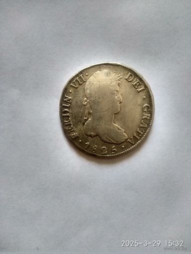 8 РЕАЛОВ ИСПАНИИЯ ДЛЯ КОЛОНИЙ 1825Г
