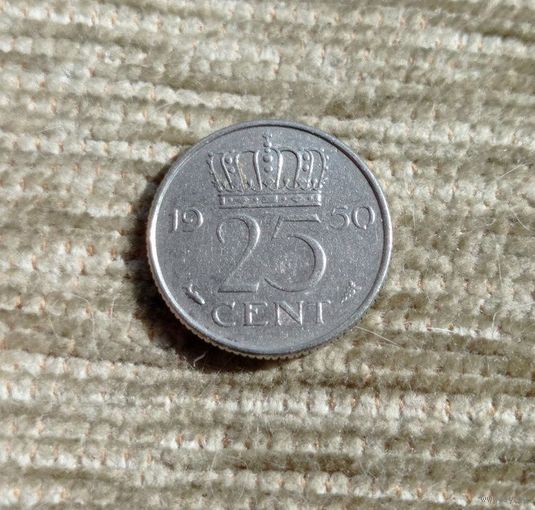 Werty71 Нидерланды 25 центов 1950 Рыба
