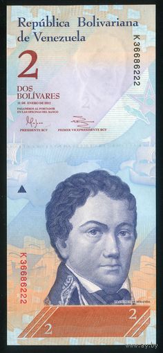 Венесуэла 2 боливара 2012 г. Р88d. Серия K. UNC