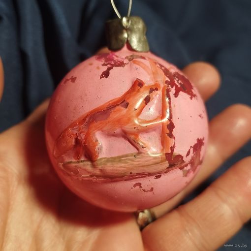 Елочная игрушка ссср Шар лиса с елкой, приемлемое