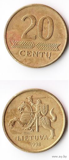 20 центов Литва 1998 год