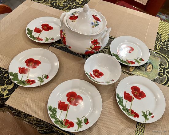Сервиз Маки фарфор 7 единиц
