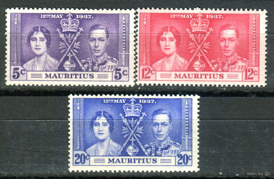 Британские колонии - Маврикий - 1937г. - коронация короля Георга VI и королевы Елизаветы - 3 марки - полная серия, MLH [Mi 200-202]. #2-Bc-D-KS-1
