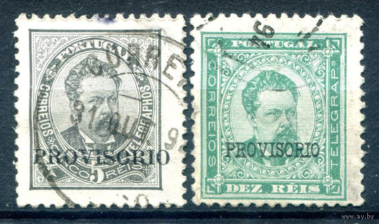 Португалия (Королевство) - 1892г. - Король Луиш I, надпечатка Provisorio - 2 марки - полная серия, гашёные [Mi 78-79]. #1-Po-13-A-1