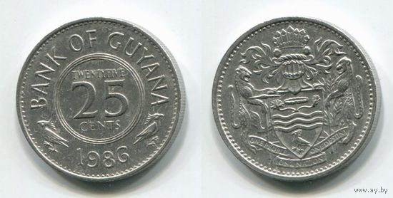 Гайяна. 25 центов (1986)