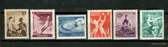 Польша - 1955 - 11 Международные спортивные игры молодежи - (незначительные помятости и пятна на клее) - [Mi. 934A-939A] - полная серия - 6 марок. MNH.  (Лот 59HV)-TG3P25