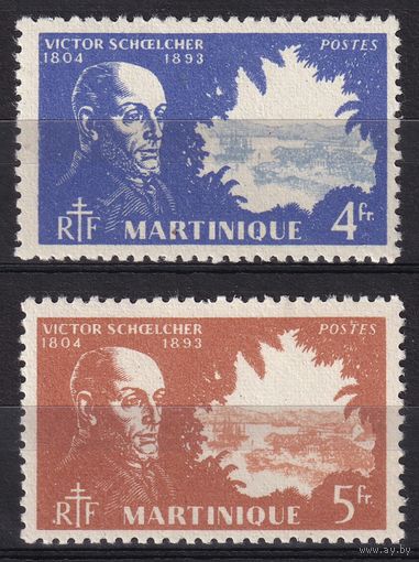 37.FrK. Франция. Колонии. Мартиника. Виктор Шельхер. 1945 г. 4 Fr, 5 Fr. Mi.##220/222.