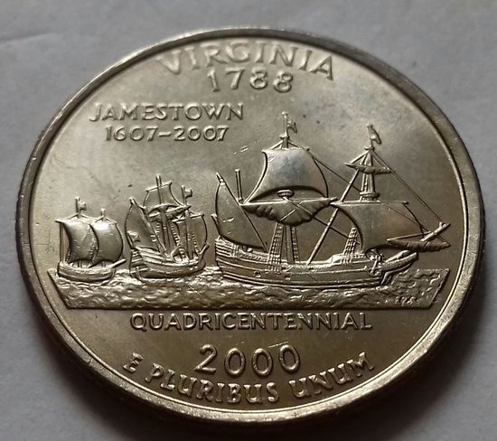 25 центов, квотер США, штат Вирджиния, P