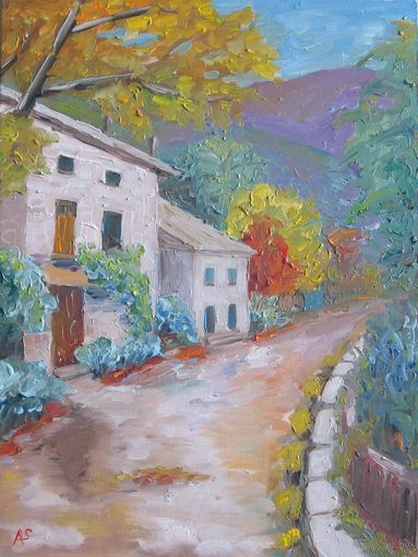 Картина маслом "Городские улочки". Холст на картоне 30х40 см