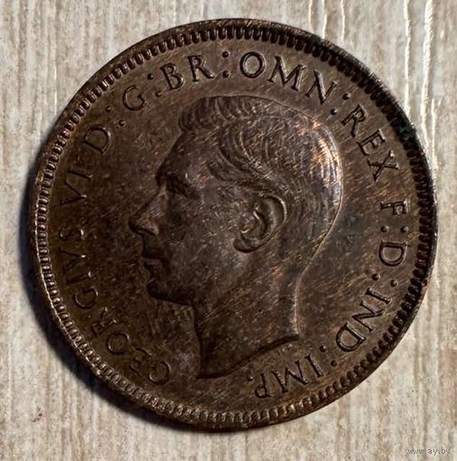 Монета 1 фартинг 1946 год. Великобритания. Король Георг V