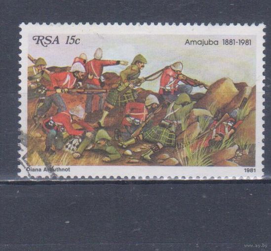 [2340] ЮАР 1981. Армия.Война.Батальная сцена.Униформа. Гашеная марка.