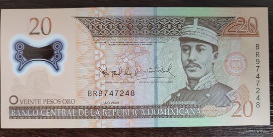 Доминиканская Республика 20 песо 2009 UNC P-182a полимер