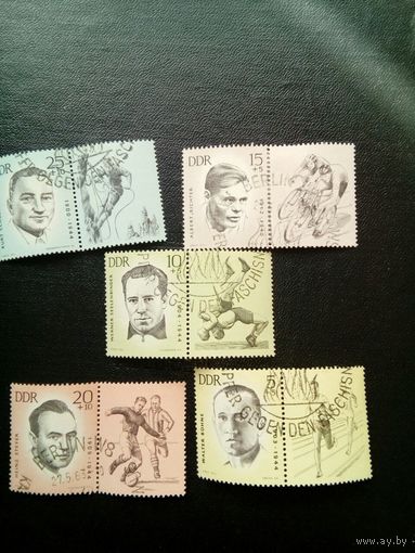 ГДР 1963  СПОРТСМЕНЫ-АНТИФАШИСТЫ     Серия 5м  Мих 958-62 (СПЕЦГАШЕНИЕ)